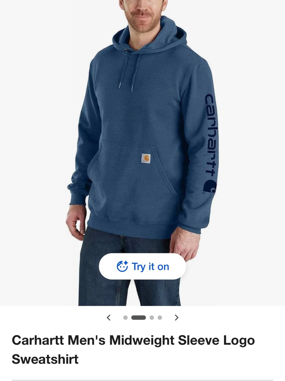 Carhartt Men's Midweight Sleeve Logo Hoodie -  Blue Horizon